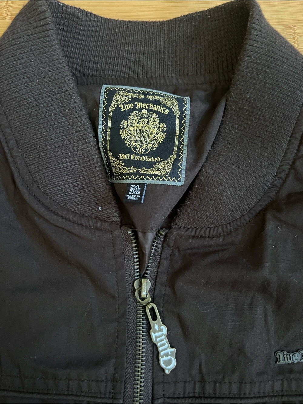 Live Mechanics Men's Black Bomber Jacket with Branded Zip Pull